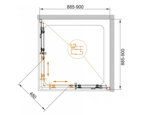 Душевой уголок Cezares ECO-O-A-2-90-C-NERO, 90 х 90 х 190 см, стекло прозрачное