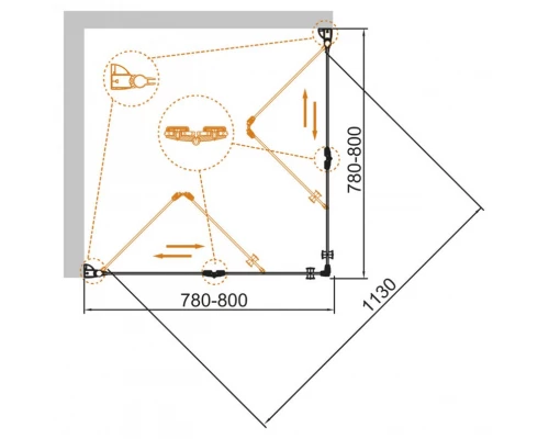 Душевой уголок Cezares Eco-O-AS-2-80-C-Cr 80 x 80 x 195 см без поддона