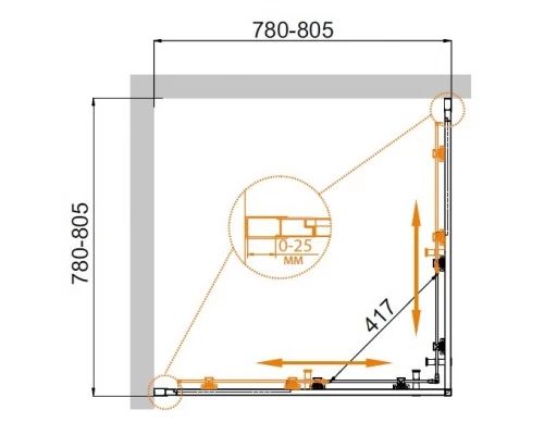 Душевой уголок Cezares MOLVENO-A-2-80-C-Cr-IV 80 x 80 см