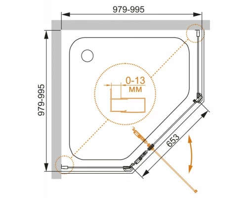 Душевой уголок Cezares ECO-O-P-1-100-C-Cr, 100 х 100 х 195 см, стекло прозрачное