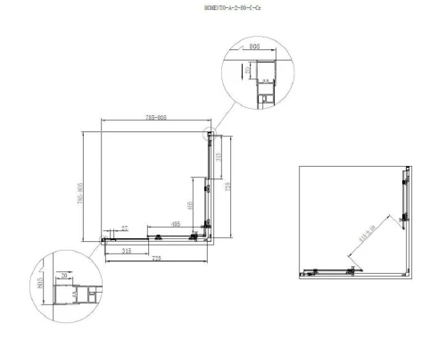 Душевой уголок Cezares MOMENTO-A-2-80-C-Cr 80 х 80 х 195 см, стекло прозрачное