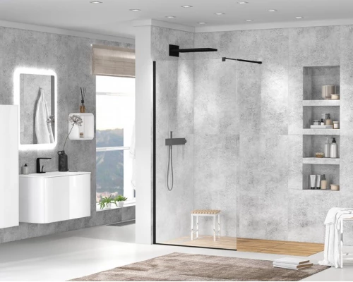 Душевое ограждение Cezares Liberta-L-1-110-C-Nero 110 x 195 см, стекло прозрачное, профиль черный