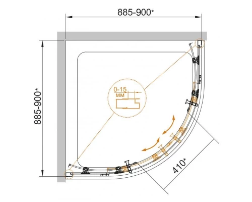 Душевой уголок Cezares ECO-O-R-2-90-C-Cr, 90 х 90 х 190 см, стекло прозрачное/матовое