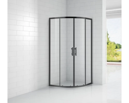 Душевой уголок Cezares ECO-O-R-2-90-C-NERO, 90 х 90 х 190 см, стекло прозрачное