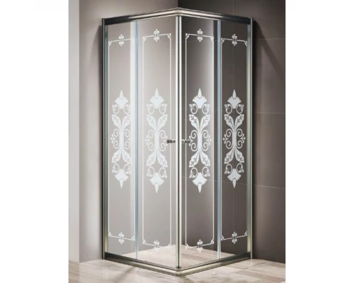 Душевой уголок Cezares GIUBILEO-A-2-80-SCORREVOLE-CP-Cr,  80 х 80 х 195 см, стекло узорчатое