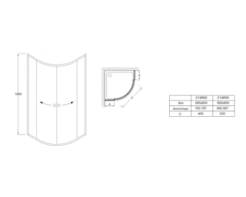 Душевой уголок Jacob Delafon Serenity, 90 х 90 см, профиль хром, стекло прозрачное, E14R90-GA (GM)