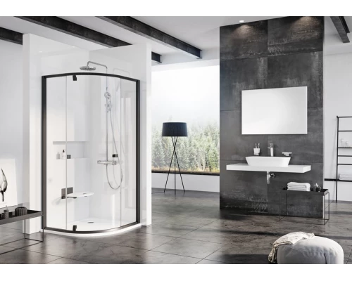 Душевой уголок Ravak Pivot PSKK3-90, 90 х 90 см, профиль черный, витраж транспарент, 37677300Z1