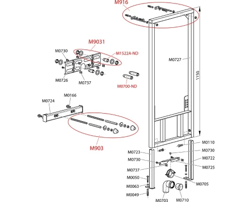 Инсталляция для биде AlcaPlast A105/1120