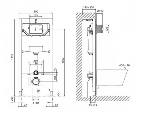 Инсталляция BelBagno BB001-120 для подвесного унитаза