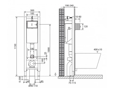 Инсталляция BelBagno BB003-30 для подвесного унитаза