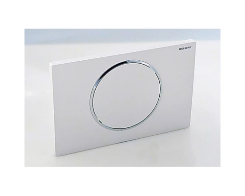 Клавиша Geberit Sigma Type 10 115.758.KK.5, одинарный смыв, рамка-белая/кнопка-белая/кольцо-золото