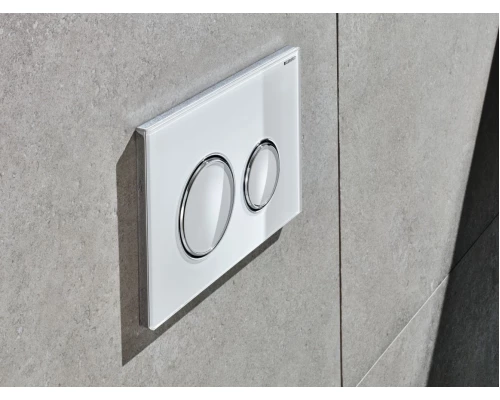 Клавиша смыва Geberit Sigma Type 21 115.884.SI.1, белое стекло, глянцевый хром