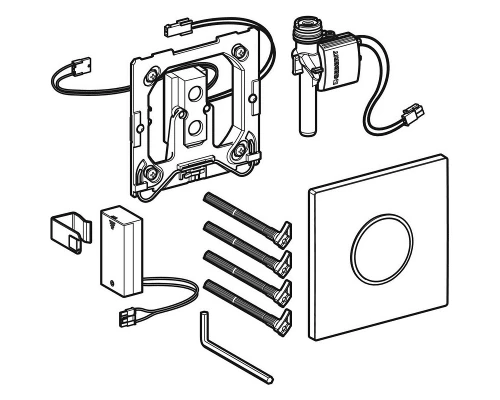 ИК-привод для писсуара Geberit HyTronic Sigma Type 10, клавиша - черный, панель - матовый хром, декор - глянцевый хром, 116.035.KN.1
