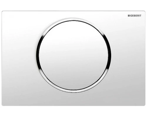 Клавиша Geberit Sigma Type 10 115.758.KJ.5, одинарный смыв, рамка-белая/кнопка-белая/кольцо-глянцевый хром