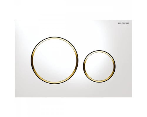 Кнопка смыва Geberit Sigma Type 20 115.882.KK.1, панель и кнопки - белый, кольца - позолота