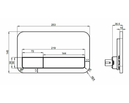 Клавиша смыва Villeroy & Boch ViConnect, черный матовый, 922490AN