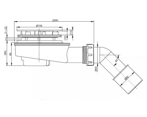 Выпускной комплект для душевого поддона Alcaplast A492CR d90, с толстыми стенами, хромированный Elit-san.ru