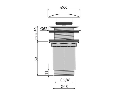 Донный клапан AlcaPlast A 395 B, без перелива, белый
