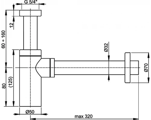 Сифон для раковины AlcaPlast A400, хром