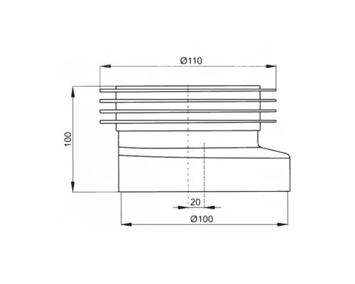 Манжета для унитаза эксцентрическая Alcaplast A990, смещение 20 мм