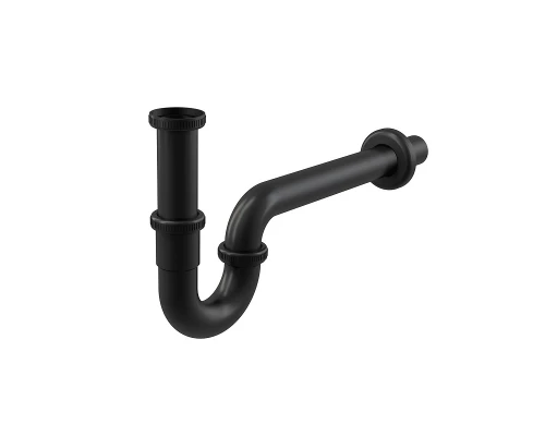 Сифон для раковины AlcaPlast A4320BLACK, DN32, U-форма с накидной гайкой 5/4 дюйма, цвет - черный матовый