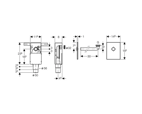 Сифон внутристенный для раковины Geberit 151.120.11.1