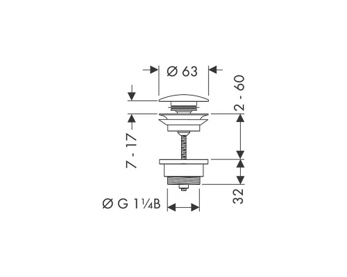 Донный клапан Hansgrohe 50100670, Push-Open, чёрный матовый