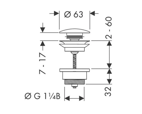 Донный клапан Hansgrohe Push-Open, универсальный, золото полированное, 50100990
