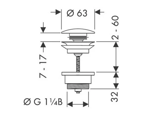 Донный клапан Hansgrohe 50100000 Push-open, универсальный, хром