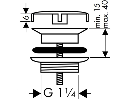 Донный клапан Hansgrohe 50001000 для раковины, с фиксированной крышкой, хром