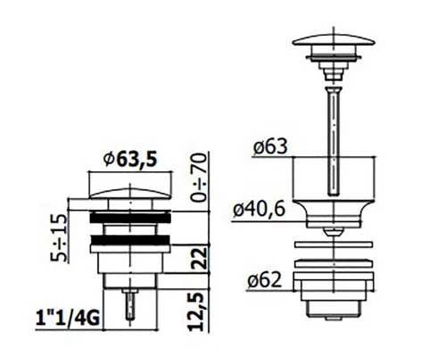 Донный клапан Paffoni ZSCA050BO, универсальный, белый