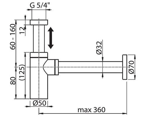 Сифон для умывальника Ravak, хром, X01371