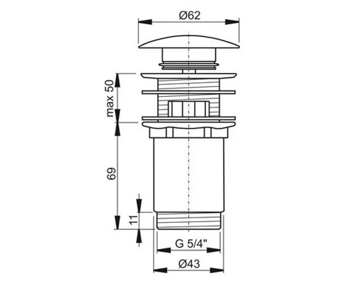 Донный клапан Ravak клик-клак, с переливом, черный матовый, X01748