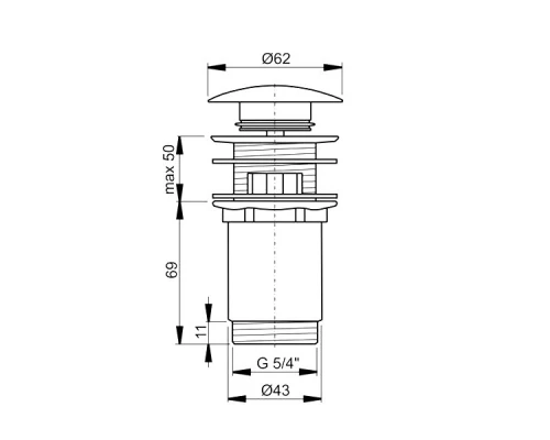 Донный клапан Ravak, клик-клак, с переливом, хром, X01373