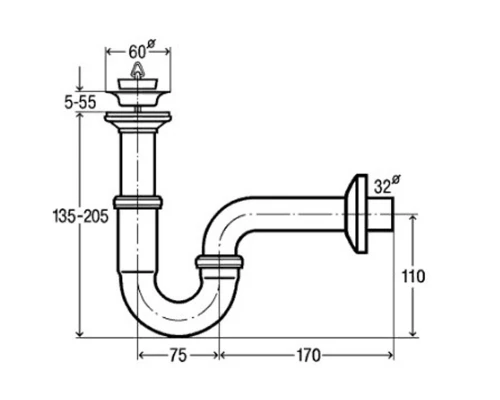 Сифон для раковины трубный Viega мод. 5612, 111298