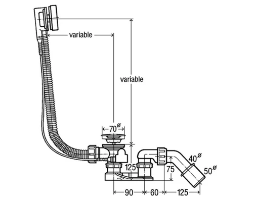 Слив-перелив Viega Simplex 595678 для ванны, полуавтомат