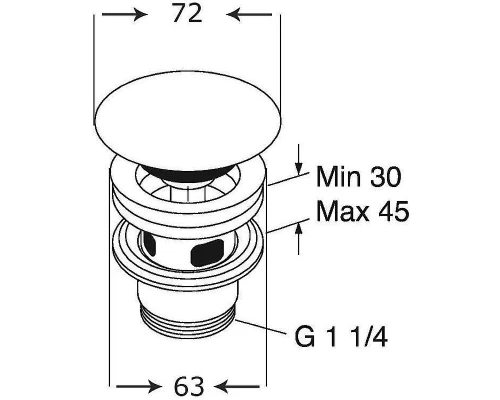 Донный клапан Villeroy&Boch Click-clack, с керамической крышкой, с переливом, цвет альпийский белый, 8L033401
