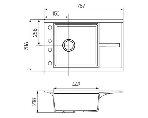 Мойка кухонная Акватон Делия 78, 1A715132DE290, 78 х 51 х 21.8 см, шампань