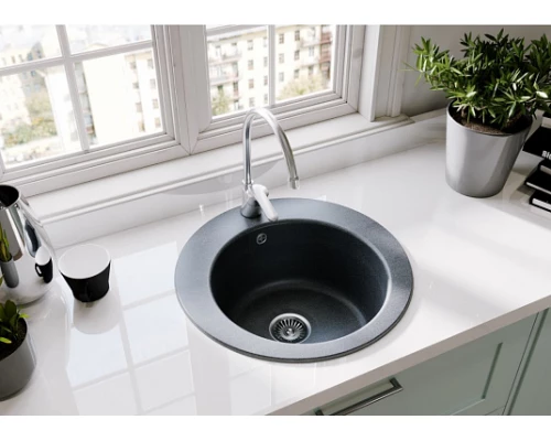 Кухонная мойка Акватон Иверия круглая, графит, 1A711032IV210