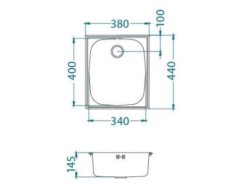 Мойка кухонная Alveus BASIC 10 SAT-90 380 x 440 1082195