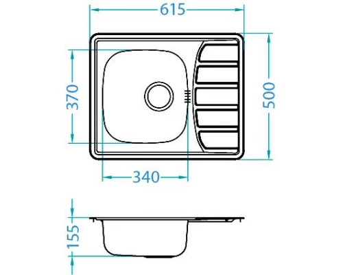 Мойка кухонная Alveus ZOOM 10 LEI-90 615 x 500 1098941
