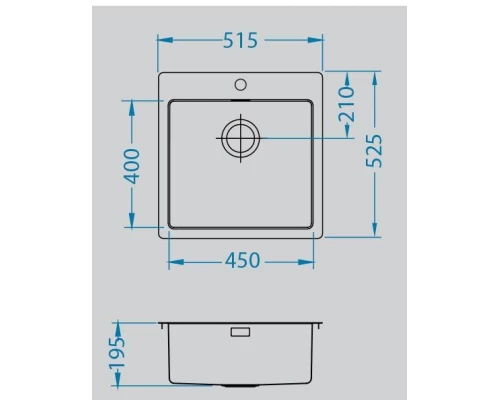 Мойка кухонная Alveus Pure 30 SAT-90 515 x 525 1103609