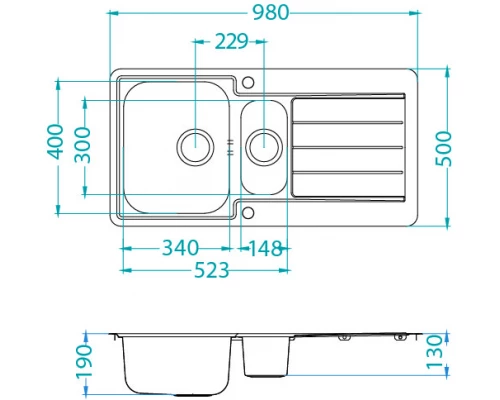 Мойка кухонная Alveus LINE MAXIM 10-SAT 980 X 500 1089610