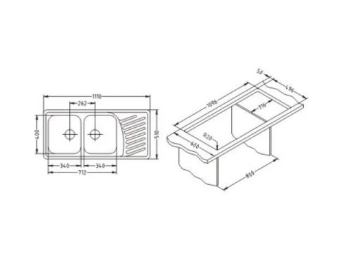 Мойка кухонная Alveus ELEGANT 70 SAT-90 1110 x 510 1009386