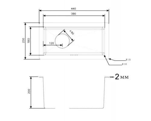 Мойка Zorg Light ZL R 230440 Bronze, 23 х 44 см, бронза
