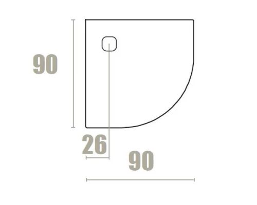 Поддон Acquabella Base 90 x 90 см четверть круга, из искусственного мрамора с сифоном и решеткой, цвет черный