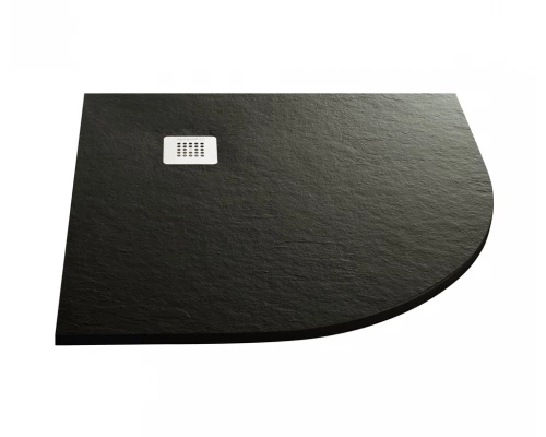 Поддон Acquabella Base 90 x 90 см четверть круга, из искусственного мрамора с сифоном и решеткой, цвет черный