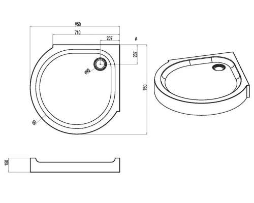 Поддон для душа Am.Pm Like Round, 95 x 95 см, W83T-333-095W