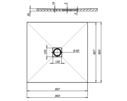 Душевой поддон Aquanet Pleasure 00255436, 90 x 90 см