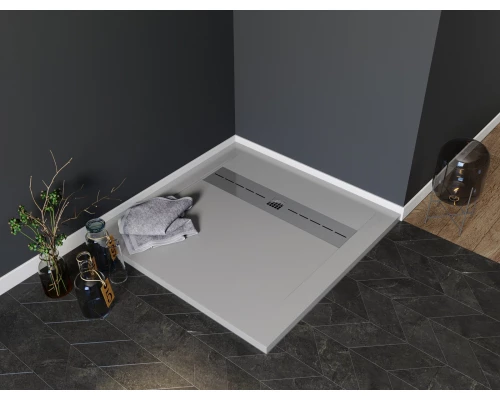 Душевой поддон Aquanet Delight 90 х 90 см, квадратный, серый камень, 258882